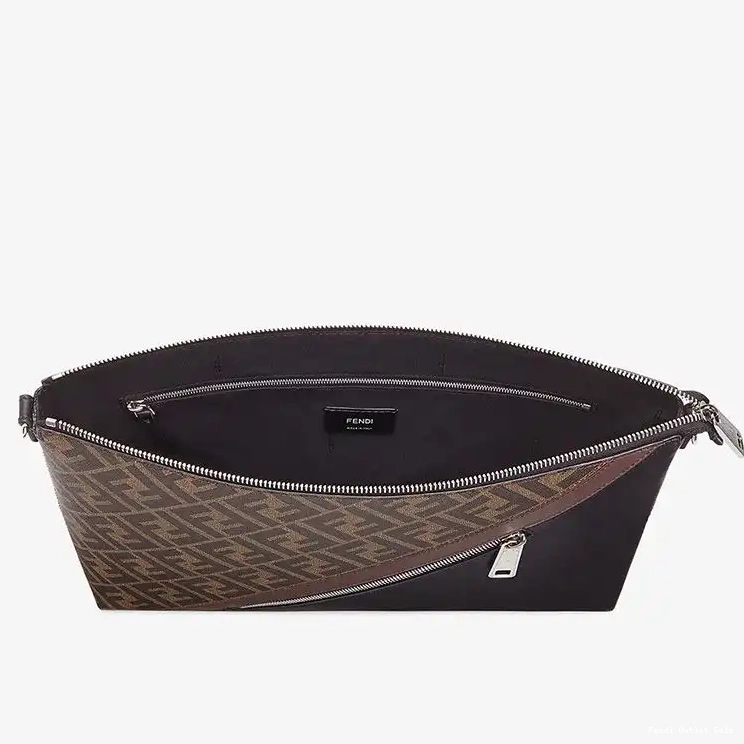 Cheap Fendi Motif FF Fabric Slim In Brown Messenger Bag 0615